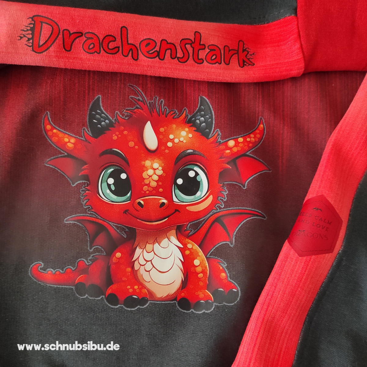 Bügelbild Drachenstark rot